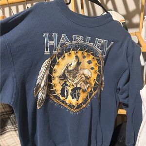 Harley-Davidson Navy Blue Kids Sweatshirt with Wolf & Motorcycle Graphic